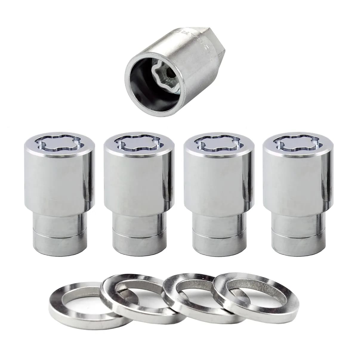 Wheel Lock Set M12x1.5 Nut Reg .58 in Shank Dual 19mm & 21mm Hex 1.38 in Oal c