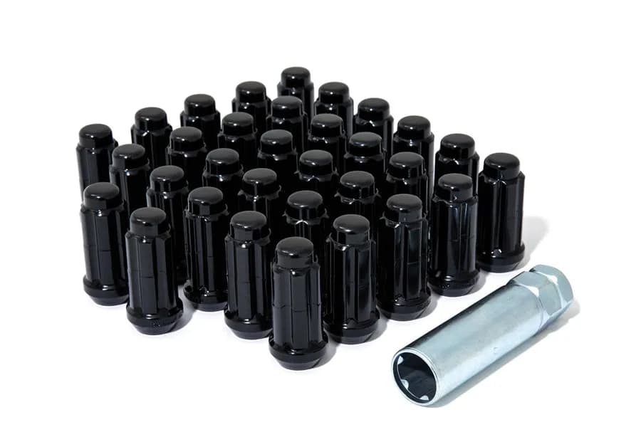 Small Diam Spln Duplex Lug Nuts 13/16&7/8 Key 9/16-18 Black 32qty K8TS-00916BGR