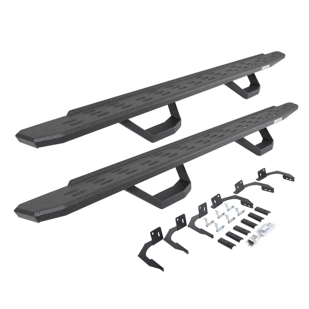 Go Rhino 6960998020T - RB30 Running Boards with Mounting Brackets & 2 Pairs of Drops Steps Kit - Protective Bedliner Coating