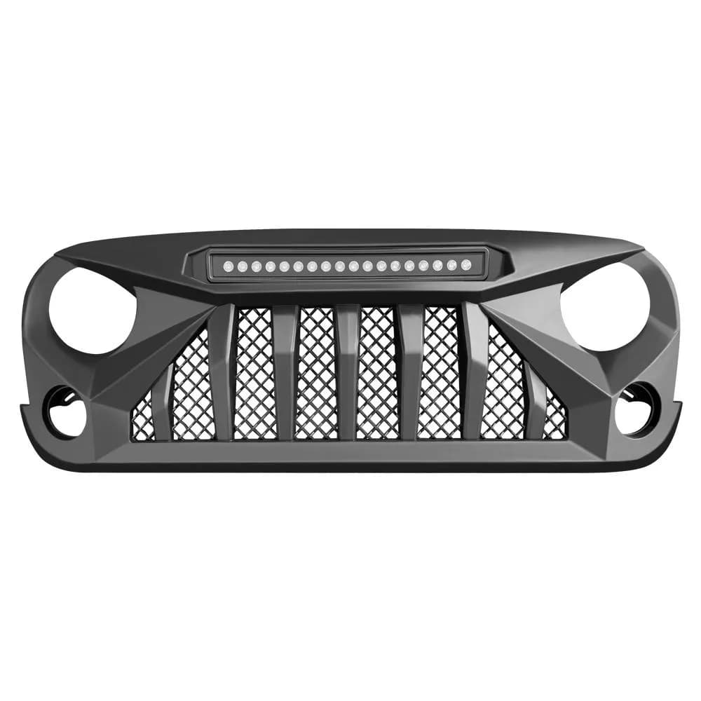 Gladiator Grille W/ LED Off-Road Lights - Matte Black For 07-18 Jeep Wrangler JK