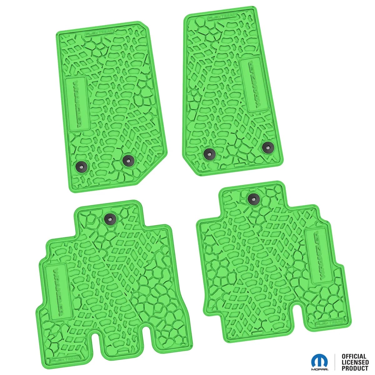 14-18 Jeep JKU 4 Dr Front and Rear -Tire Tread/Scorched Earth Scene w/ Wrangler Insert - Black w/ White Insert