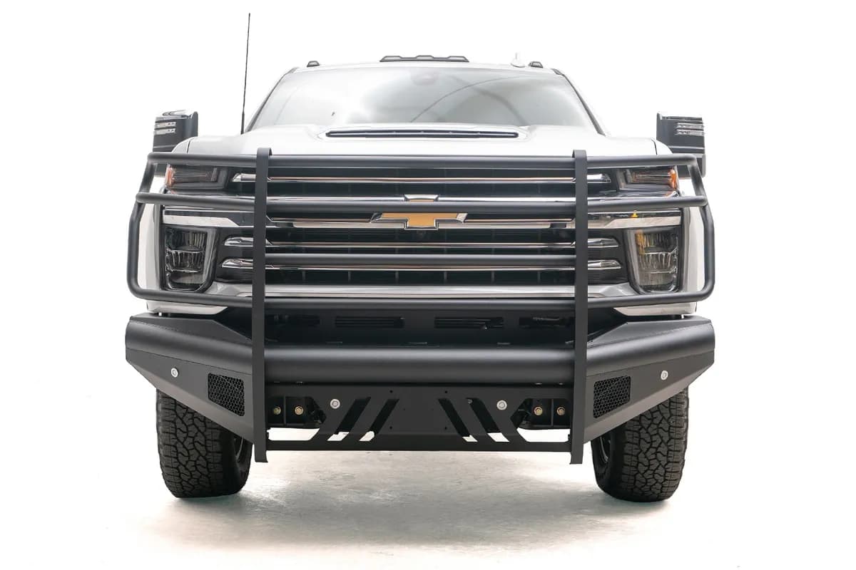 Chevy 2500-3500 HD Black Steel Elite front full guard w tow hooks