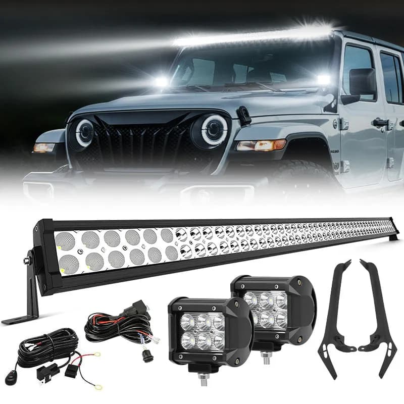 "52"" Jeep Light Bar & Pods & Brackets for 2018-Later Wrangler JL JLU & Gladiator | Prevail Series"