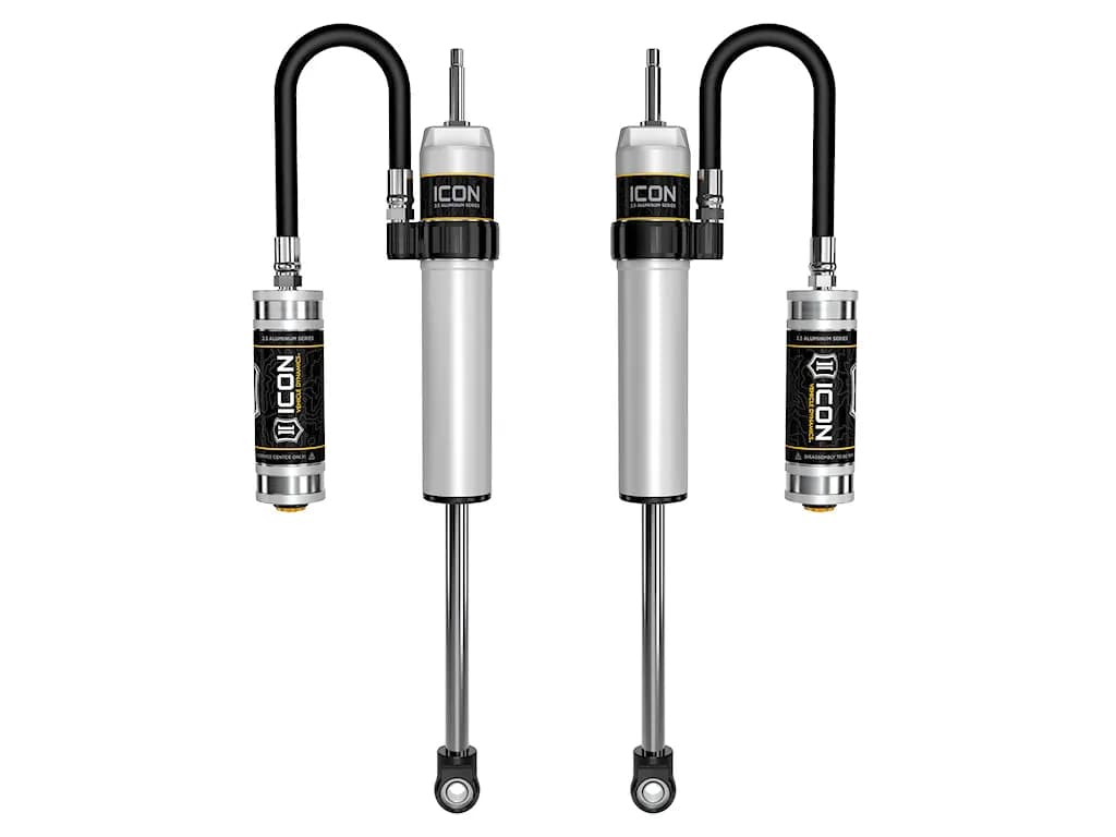 ICON 2005-2023 Toyota Tacoma, 2-4” Lift, Rear, V.S. 2.5 Aluminum Series Shock Absorbers, Remote Reservoir, Pair