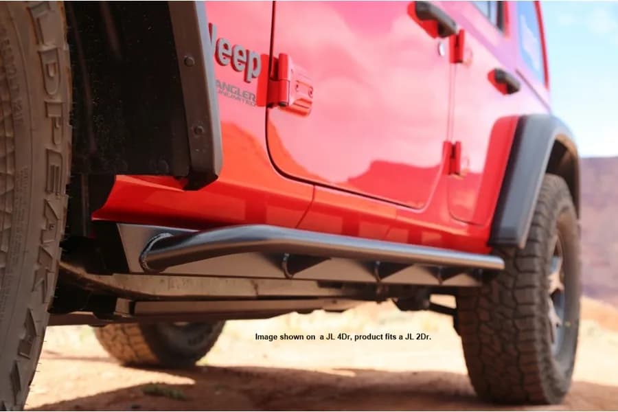 Rock Hard 4x4 Patriot Series Tube Slider Rocker Guards - Angled Up for Jeep Wrangler JL 2DR 18-23