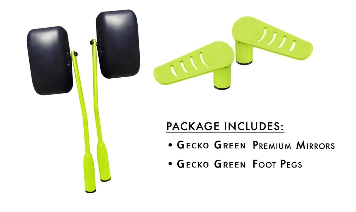 Exterior Accessories 2019-2025 Mirror and Foot Peg Kit Gecko Green