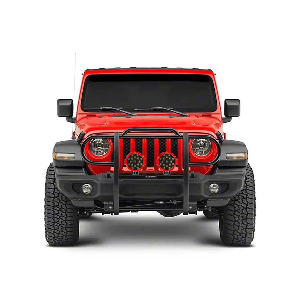 "Black Horse Grille Guard Kit w/7"" Red LEDs 18-23 JL/JT"