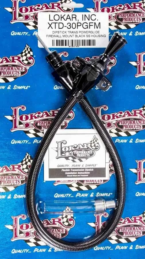 Hi-Tech Flexible Braided Transmission Dipstick; 24 in.; Firewall Mount; Incl. Flexible Inner Dipstick/Funnel Adapter/Braided Black Stainless Outer Housing; Black Finish;