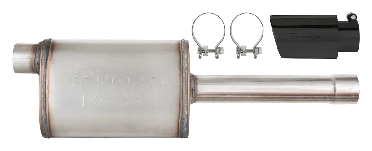 19-25 Silverado / Sierra 1500 4.8L/5.3L Single Exit Tunes & Tip Muffler Replacement Exhaust Kit Violator Muffler Black Tip SGT32VB PYPES