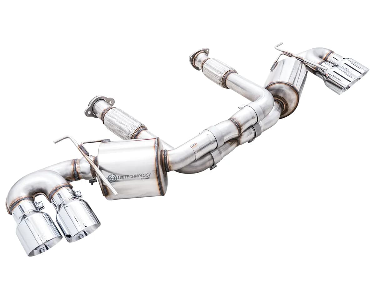 AWE Track Edition Exhaust for C8 Corvette - Quad Chrome Silver Tips