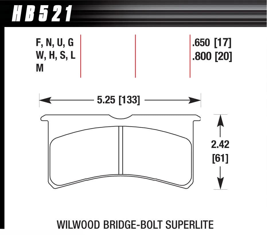 Overall Thickness: 20 mm Compound: Black Wilwood BB SL 7420