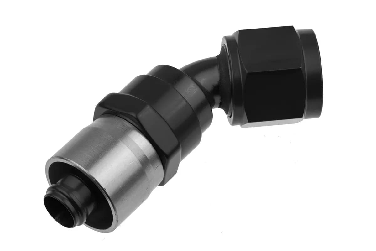 10 an 45 Degree Crimp Style Hose End Black