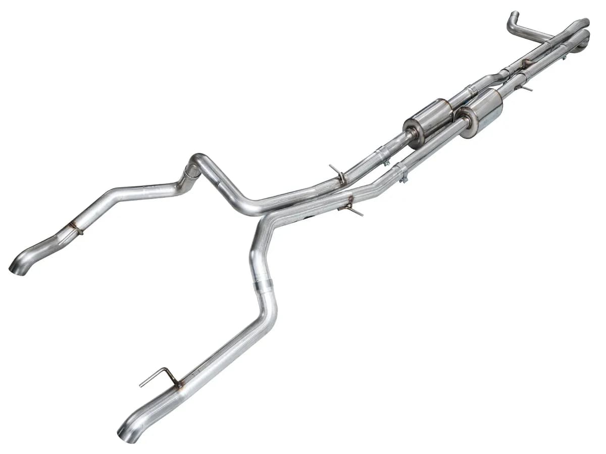 AWE 0FG Catback Split Rear Exit Exhaust for 4th Gen Silverado/Sierra 1500 6.2L (with bumper cutouts) - Quad Chrome Silver Tips
