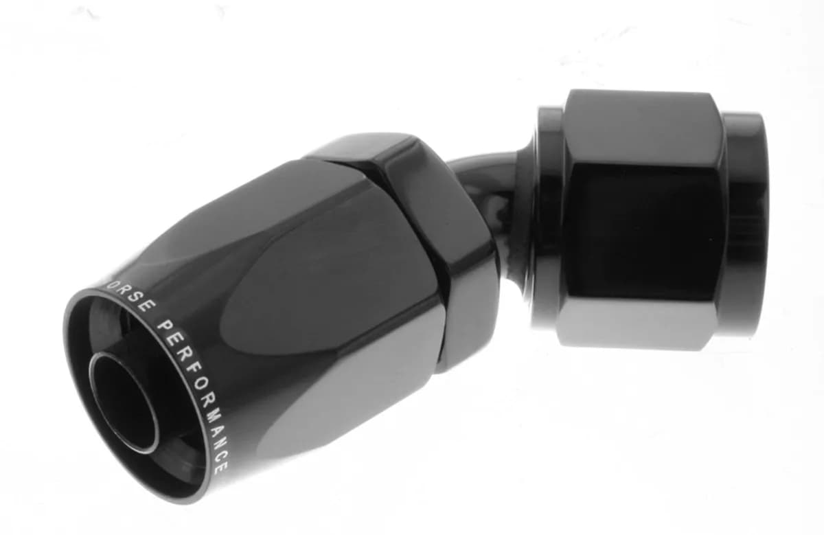 04 45 Degree Female Aluminum Hose End Black