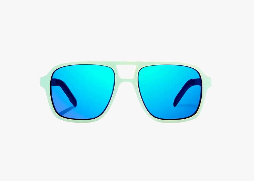 12 South Green Mirror pc Blue/Cream Gloss Sunglasses