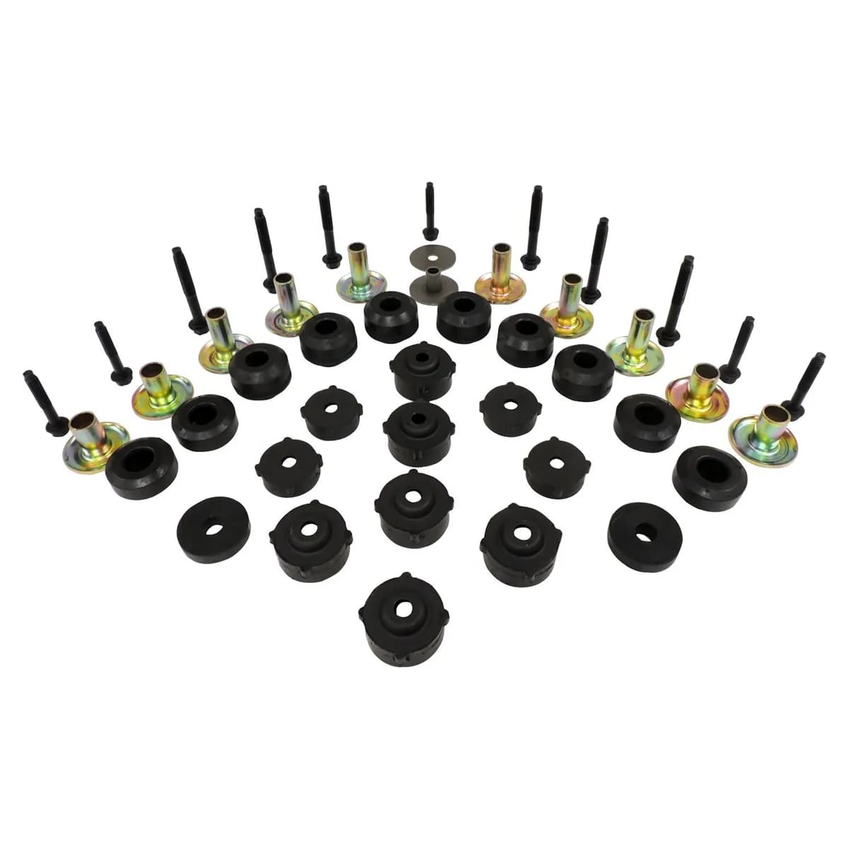 Body Mount Master Kit; Incl. Upper/Lower Grille Mount Bushings; Retainers; Washer; Bushings; Bolts; w/Steel Body;