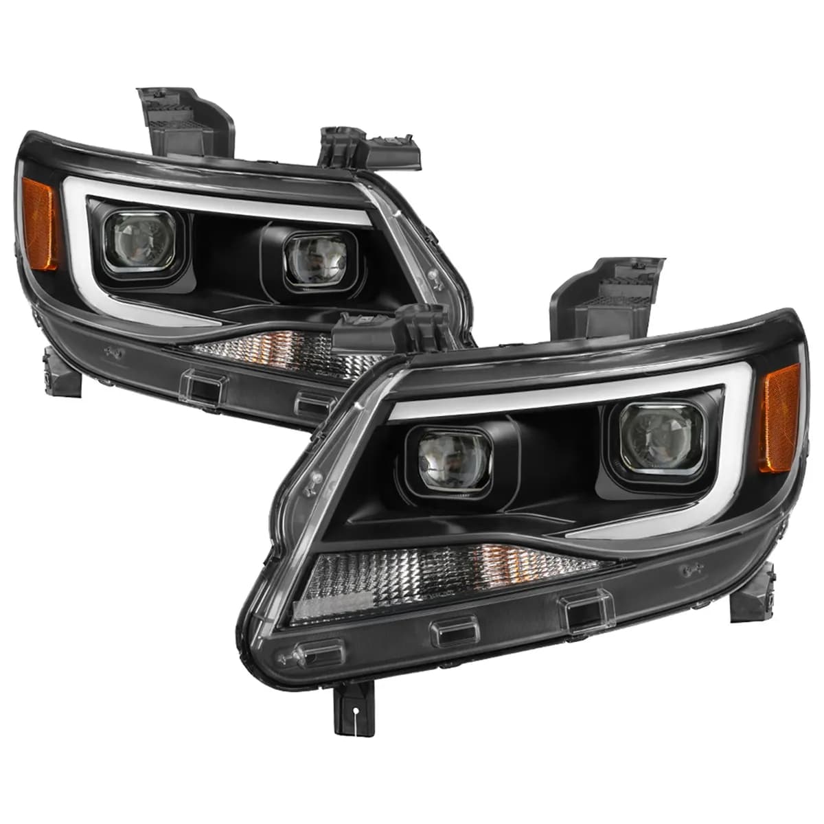 XTune DRL Light Bar Projector Headlights; Halogen Models Only; Not Compatible w/Xenon/HID Model; Black;
