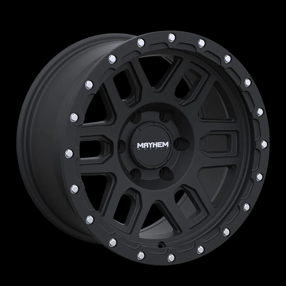 Mayhem Offroad Wheels Delta 8304 MB 17x9 Matte Black Lip Black 0 Off Set 6 Lug 5 BSM 106 Bore Cast Aluminum