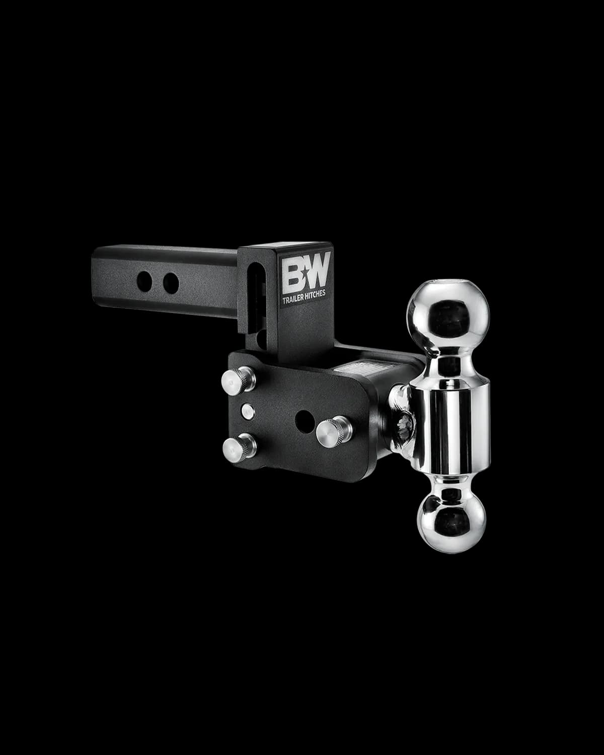 B&W Hitches Tow & Stow 2in Dual Ball Receiver Hitch - Black 3in Drop-3.5in Rise