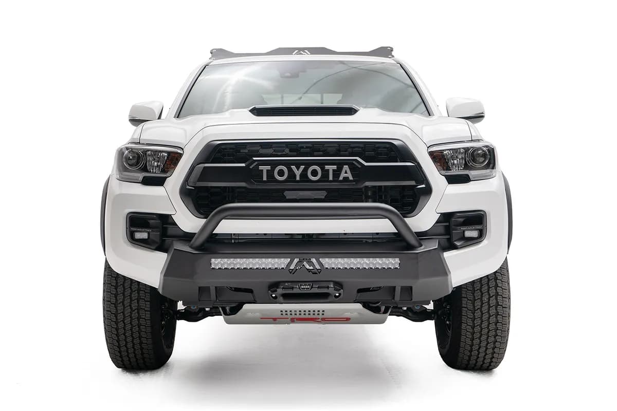 16c Tacoma Winch Mount Low Prerunner Guard Matte Black(Sensors Must be Inside Grille Emblem)