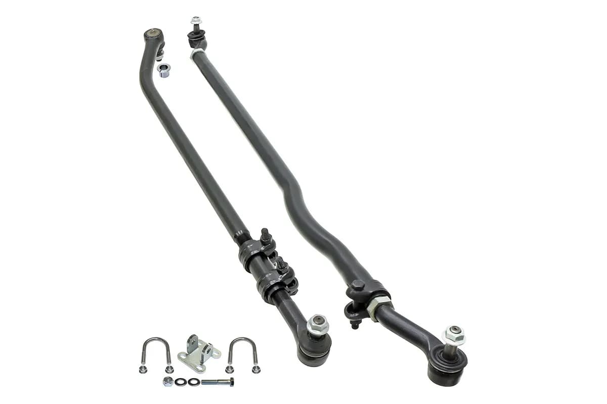 Currectlync Steering System 07-18 Wrangler JK w/Flipped Drag Link 1 1/2 Inch Diameter Tube Tie Rod/Forged Drag Link/Forged Tie Rod Ends Premium Jam Nuts And Adjuster RockJock 4x4