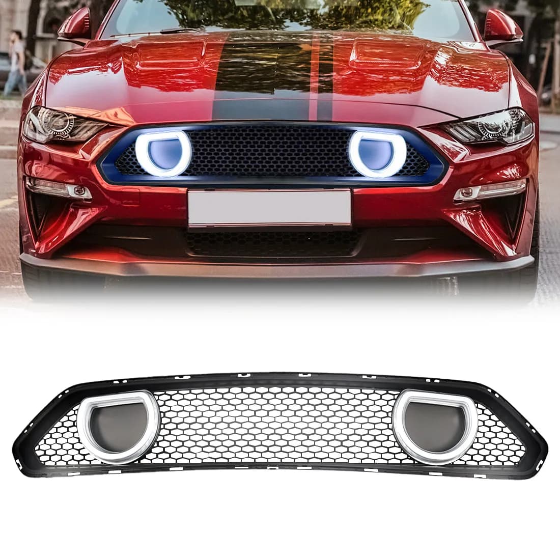 American Modified Amfmca00612 Mach 1 Style Front Upper Grille With DRL And Turn Signal Lights
