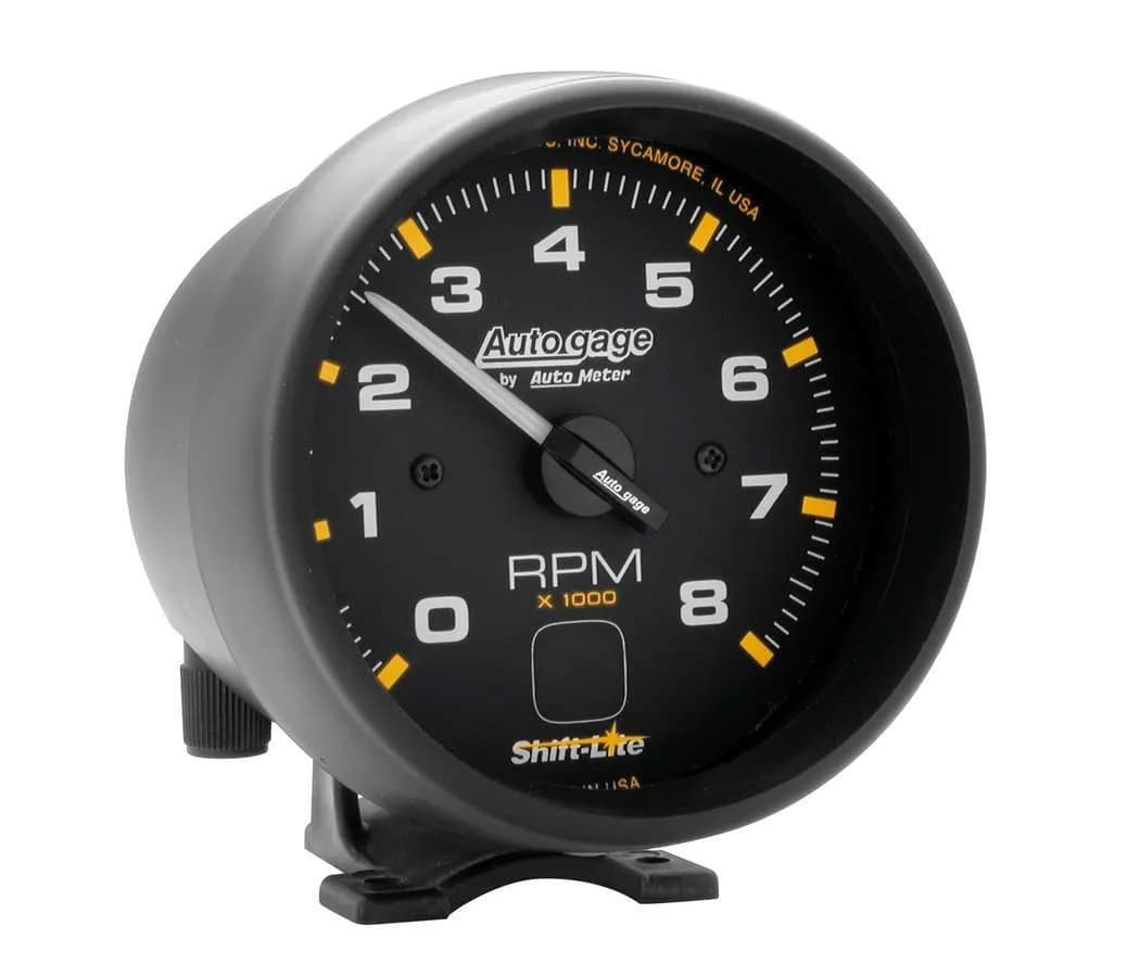 Gauge, Tach, 3 3/4", 8k RPM, Pedestal w/ shift light, Blk Dial Blk Case, AG