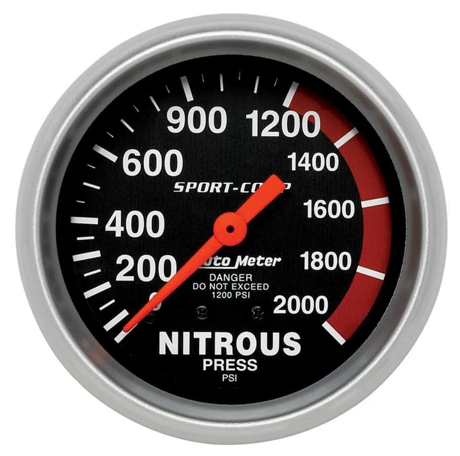 Gauge, Nitrous Pressure, 2 5/8", 2000psi, Mechanical, Sport-Comp
