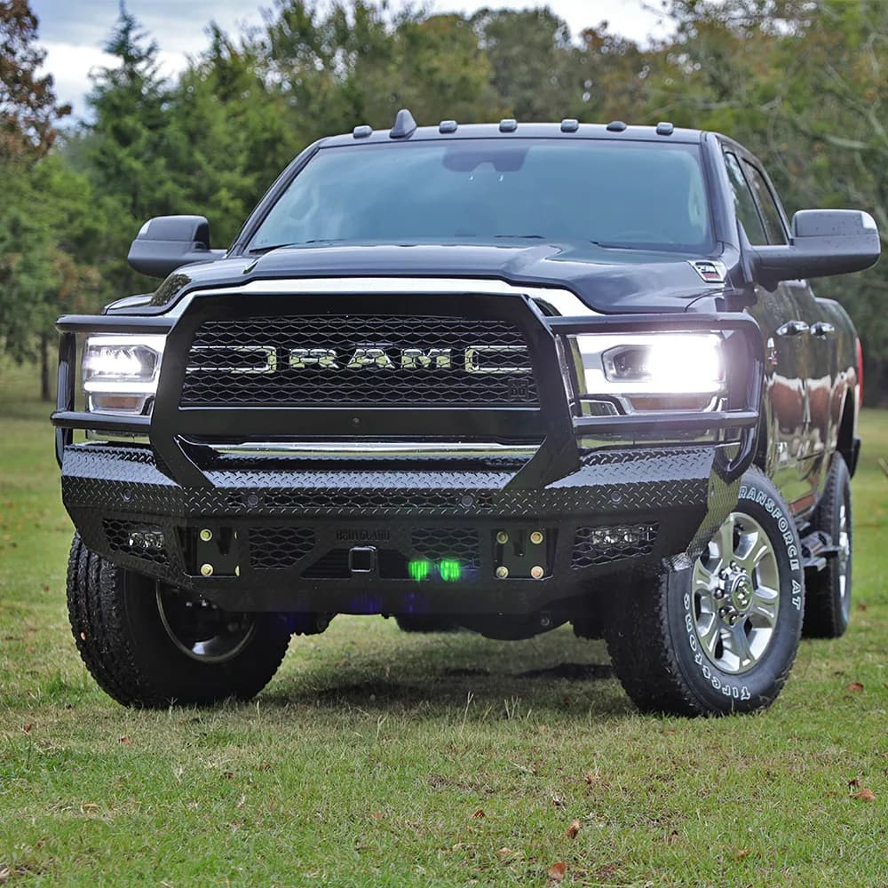 FT Front Bumper Extreme For 2019-2026 Ram 2500/3500 HD Sensor Cutouts Fog Cutouts Receiver With Mesh Grill With Camera Harness Texture Black Powdercoat Bodyguard Bumpers