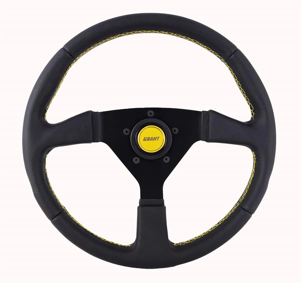 Performance Series Steering Wheel; 13.75 in. Wrapped; w/Yellow Stitching; Center Cap;