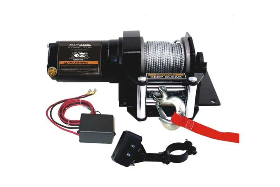 2,000 LB ATV Winch 50 Ft Wire Rope W/Mini Rocker Switch Mounting Channel Roller Fairlead Bulldog Winch