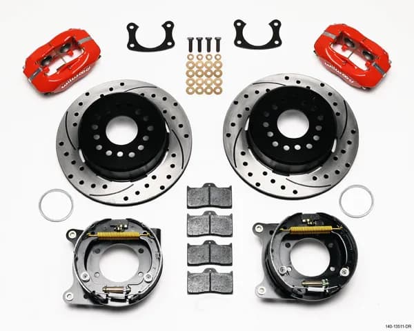 Wilwood FDLI PS Park Brake Kit Drilled Red BOP Axle 2.75in Bearing 2.75 Offset