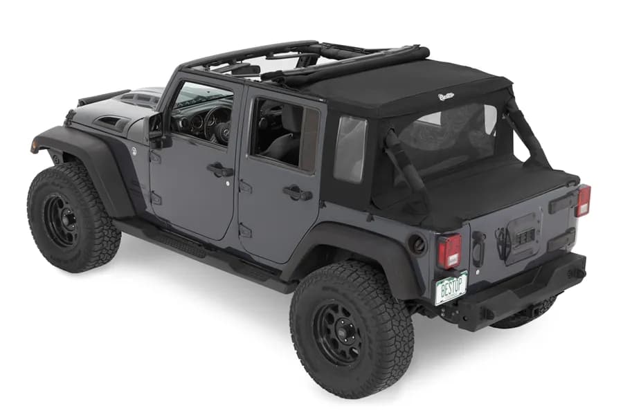Jeep Wrangler Halftop Soft Top Conversion Kit For Jeep 2007-2018 Wrangler JK 4 Door Black Diamond Bestop