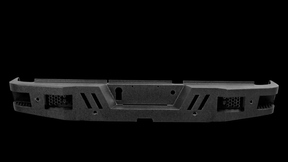 ECO-Series Rear Bumper; w/Dual Cube Light Pockets; 1/8 in. Steel Plate; Textured Black;