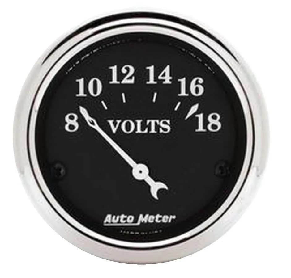 Gauge, Voltmeter, 2 1/16", 18V, Elec, Old Tyme Black