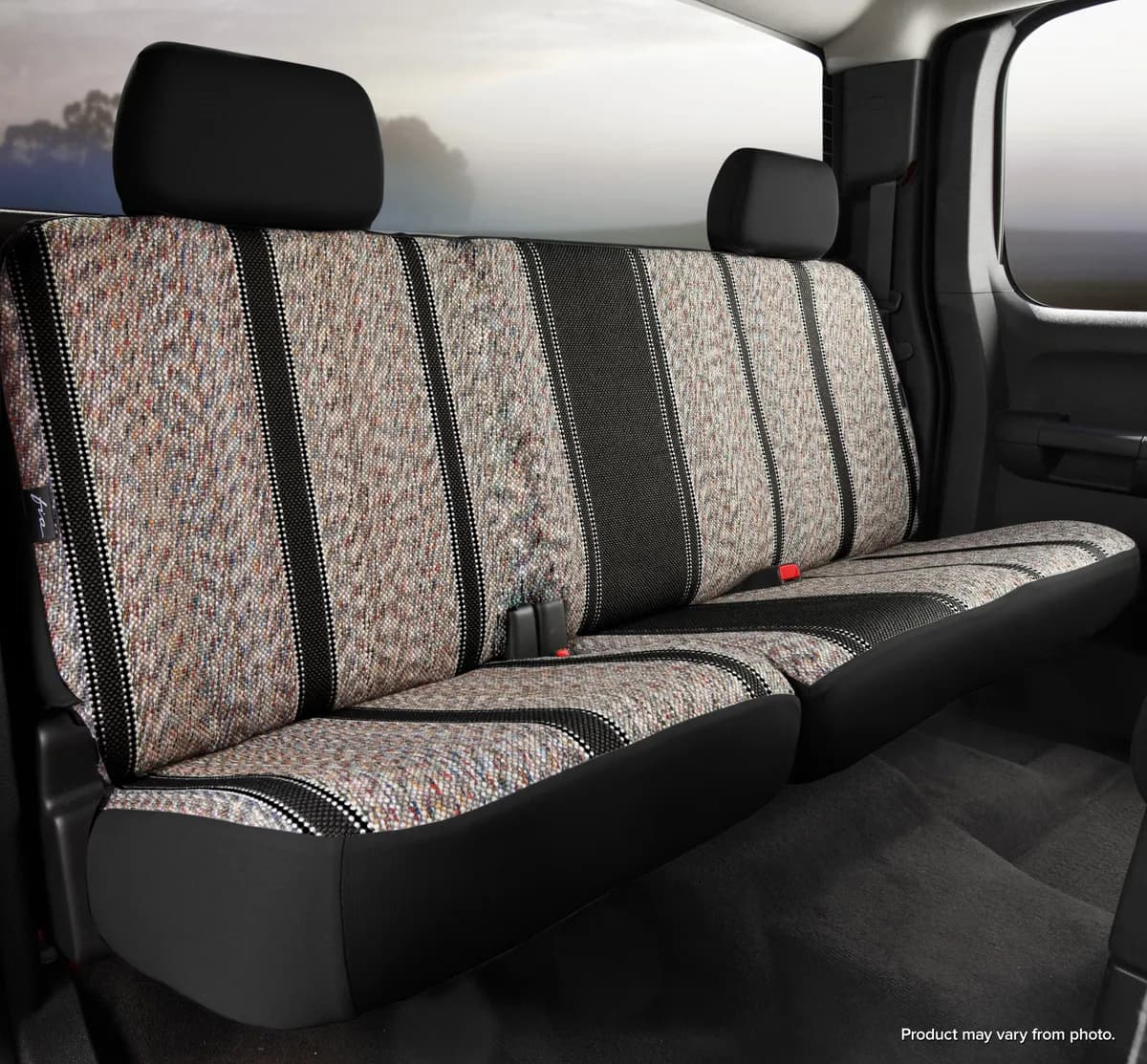 Wrangler™ Custom Seat Cover; Saddle Blanket; Black; Split Seat 60/40; Solid Backrest; Adjustable Headrests; Built In Center Seat Belt;