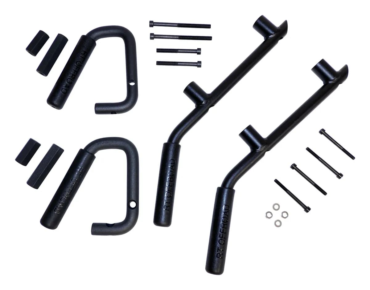 Black Powder Coated Steel f & r Grab Handle Kit For 20072018 Jeep JK Wrangler