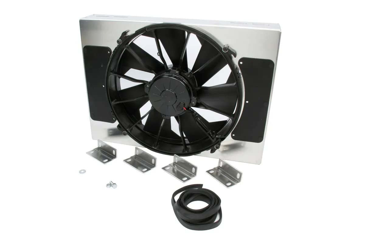 Derale 16814 High Output Single 12 Electric RAD Fan/Aluminum Shroud Kit