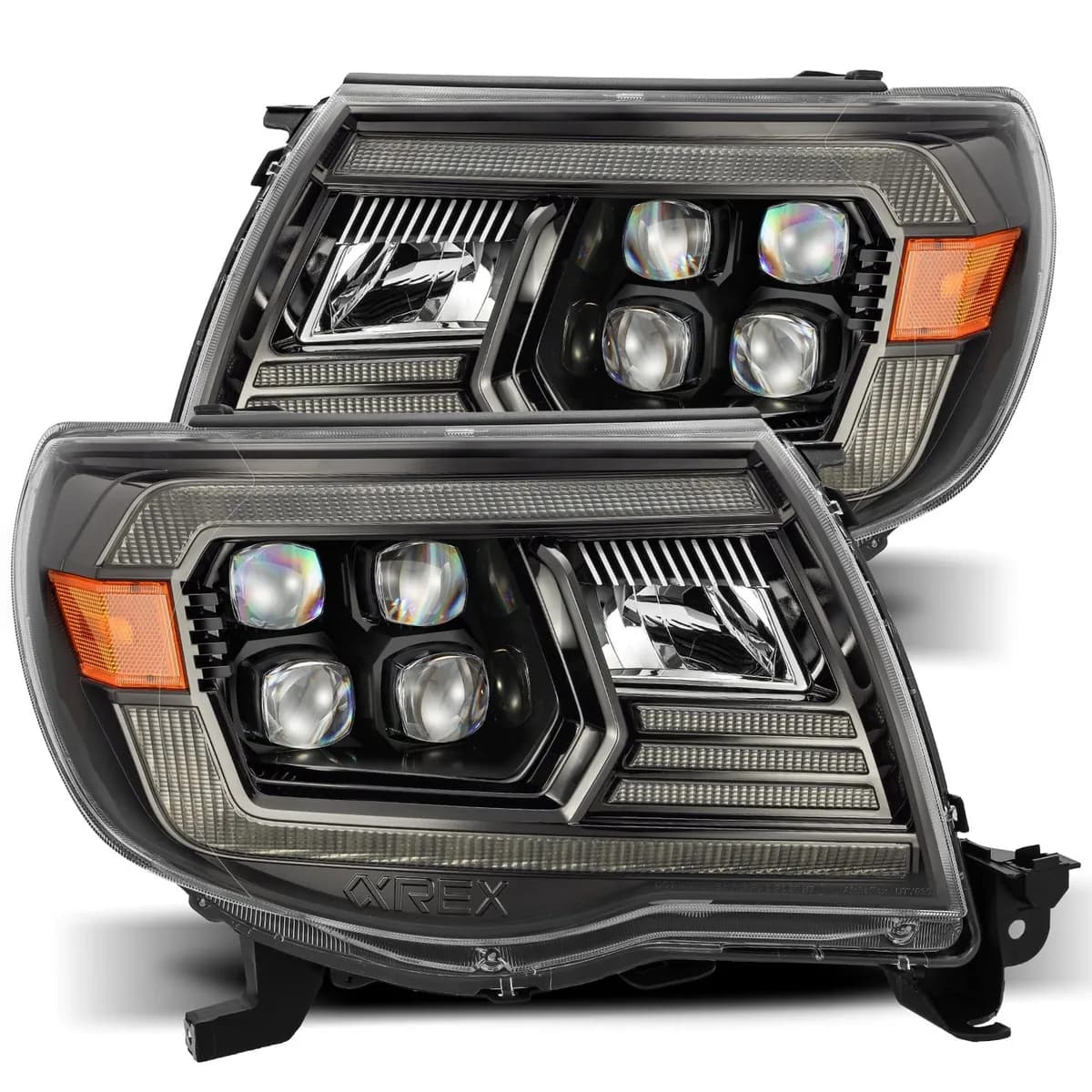 LED Projector Headlights Plank Style Design Black Lens w Activation Light and DRL Toyota Tacoma 2005-2011