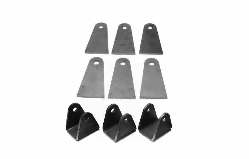 Steinjäger Tabs and Clevises, Weld On 4 Link Tab and Clevis Kits 0.625 Bore Straight Mount 3.00 Inch Clevis Jaw 4.00 Inch Straight Tab Length 3 Clevises, 8 Straight Tabs