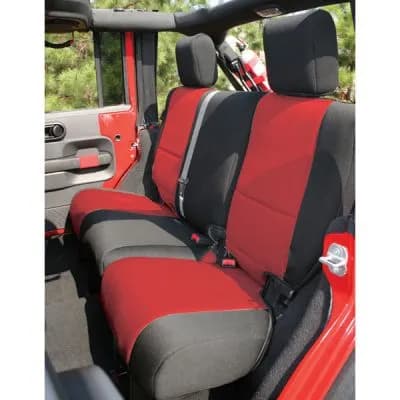 Seat Cover Rear Neoprene Black/Red; 0718 Jeep Wrangler Jku