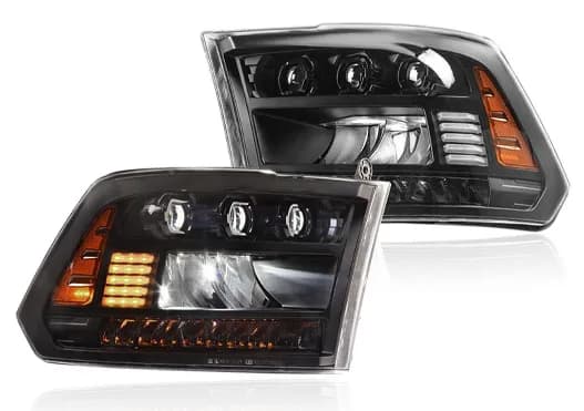 1318 RAM 1500 1500 Classic 1923 Full LED High/Low Beam Sequentail Head Lightblk/Clear Renegade