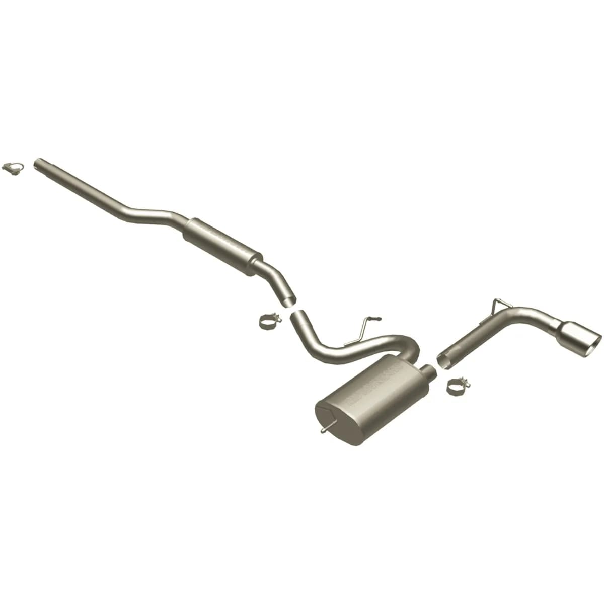2008-2009 Mitsubishi Lancer 2.0L 4Cyl Single Rear-exit StainleSS Steel Cat-back System featuring 2.5 in tubing and a 4 in double wall angle cut polished StainleSS Steel tip