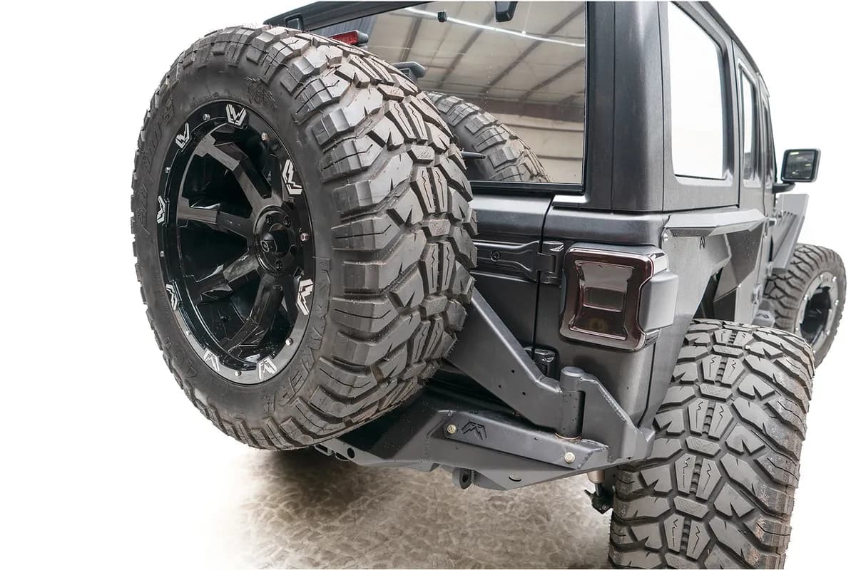 Off The Door Tire Carrier; 2 Stage Matte Black Powder Coated;