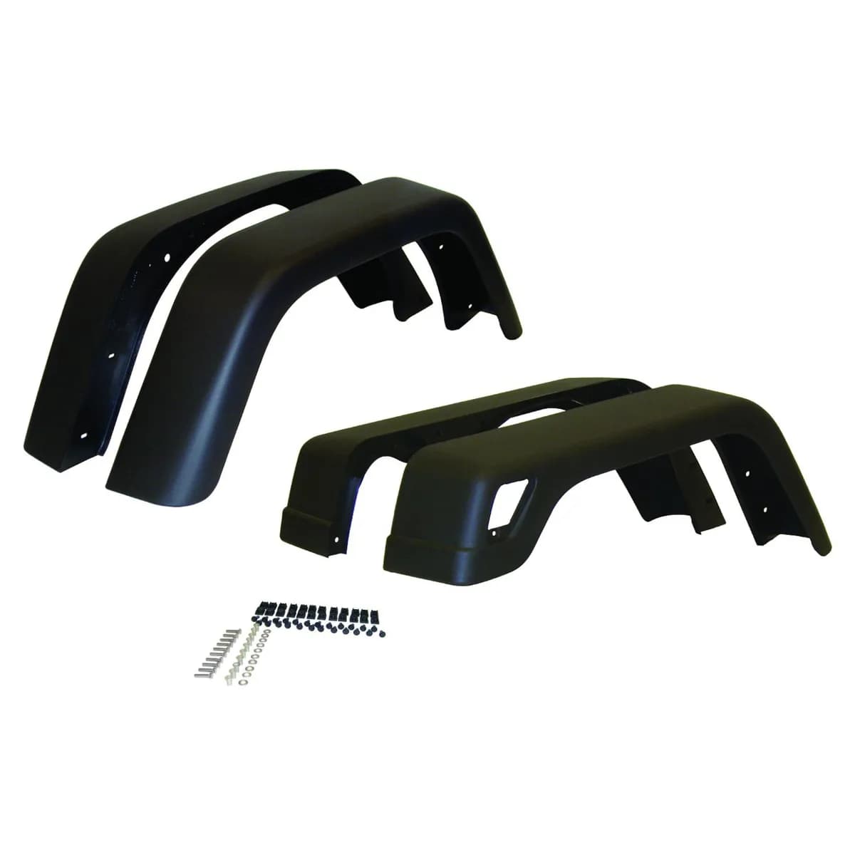1997-2006 Wrangler TJ 4 Piece Set; Flat Black; 7in Wide