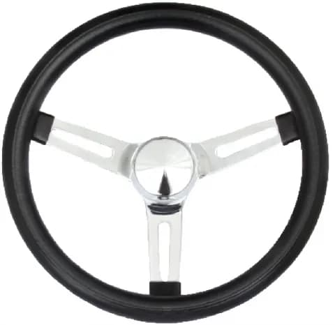 Classic Series Chrome Slotted Wheel; 13.5 in. Diameter; Black; 3-Spoke Design; Chrome Spokes;