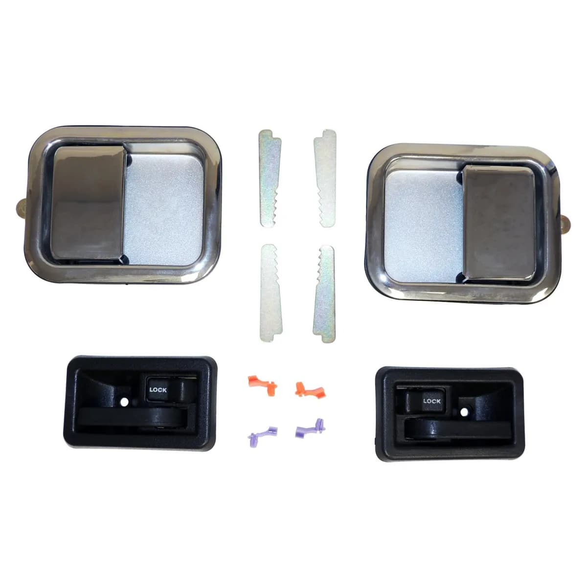 Door Handle Kit; Incl. Full Interior/Exterior Door Chrome Handles/4 Keepers/Lock Rod Clips; w/Full Steel Doors;
