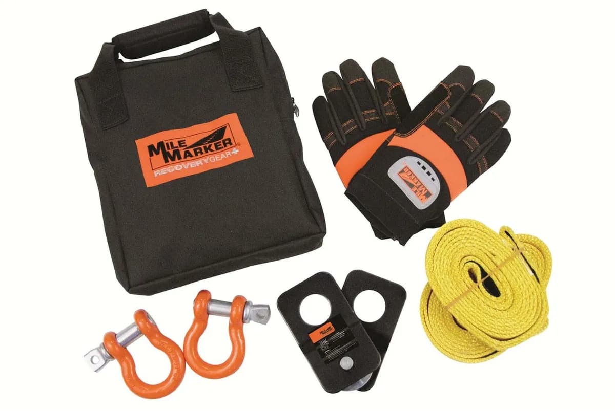 Mile Marker 19-00105 4k Recovery Kit Includes Two 8ft Straps, Snatch Block, Shackles, Gloves, Bag