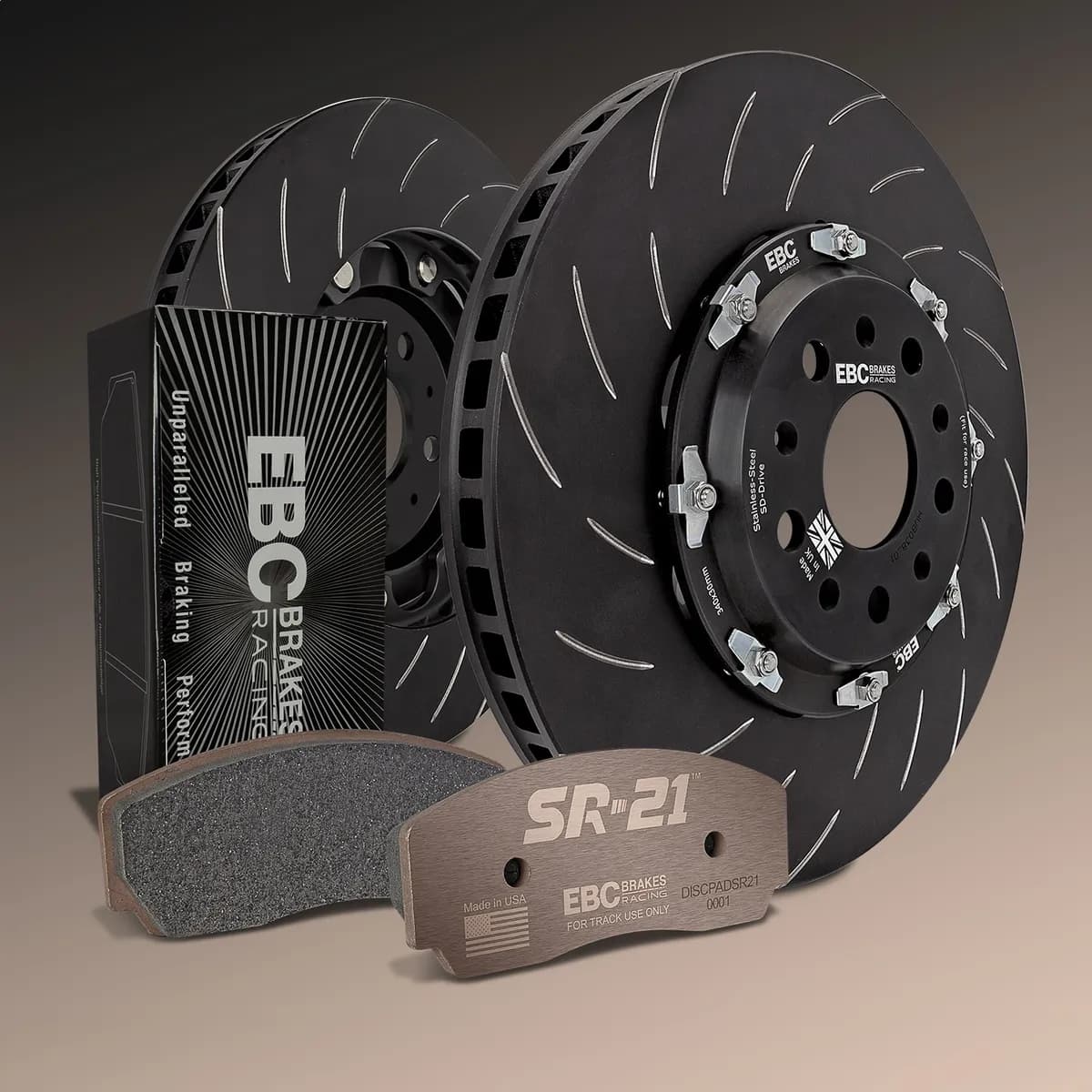 SR21 Pad and Floating Rotor Full Kit; Set Of Full Race SR-21 Brake Pads/Pair Of 2-Piece Fully-Floating Brake Discs;
