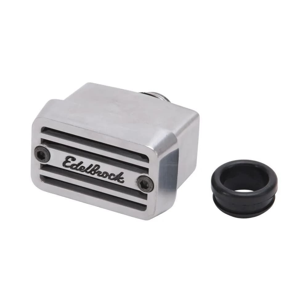 Edelbrock 4204 Elite Push-in Breather Polished Die Cast AL. - Short